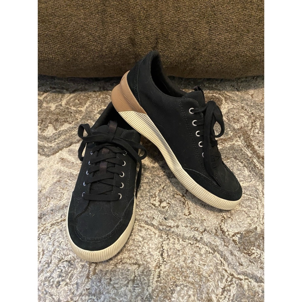 Sorel Out N About City Sneaker Black Suede Shoe Lace Up Women Size 7